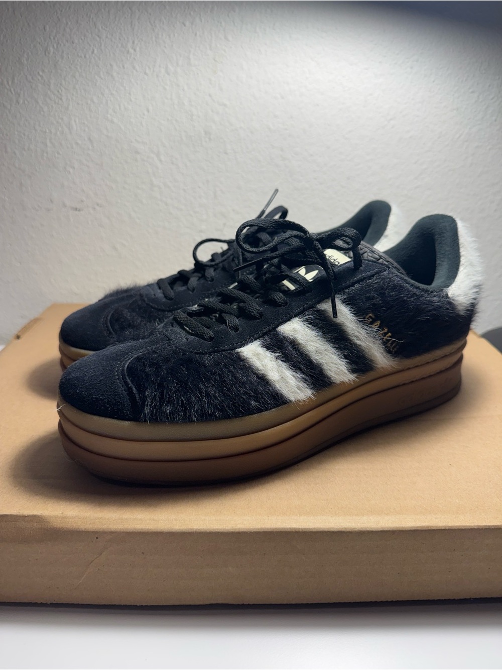 Adidas women Gazella bold sneakers fuzzy fur FURRY TEXTURES